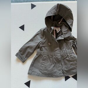 Aspen Kids|Baby girl olive anorak jacket with hood & cinched waist•••size 12M